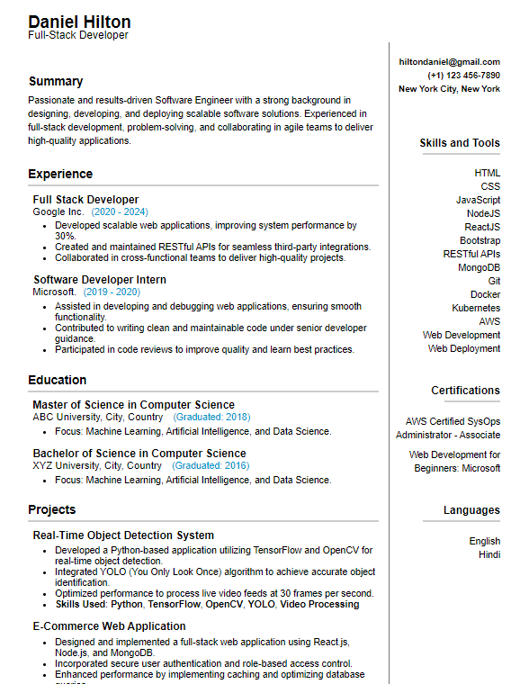 resume maker sidebar theme